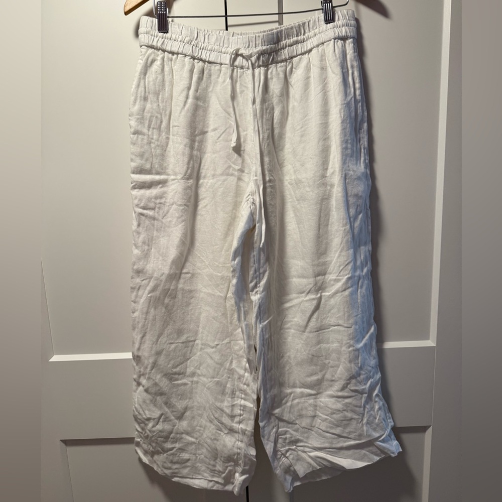 J. Crew White Linen Relaxed Fit Drawstring